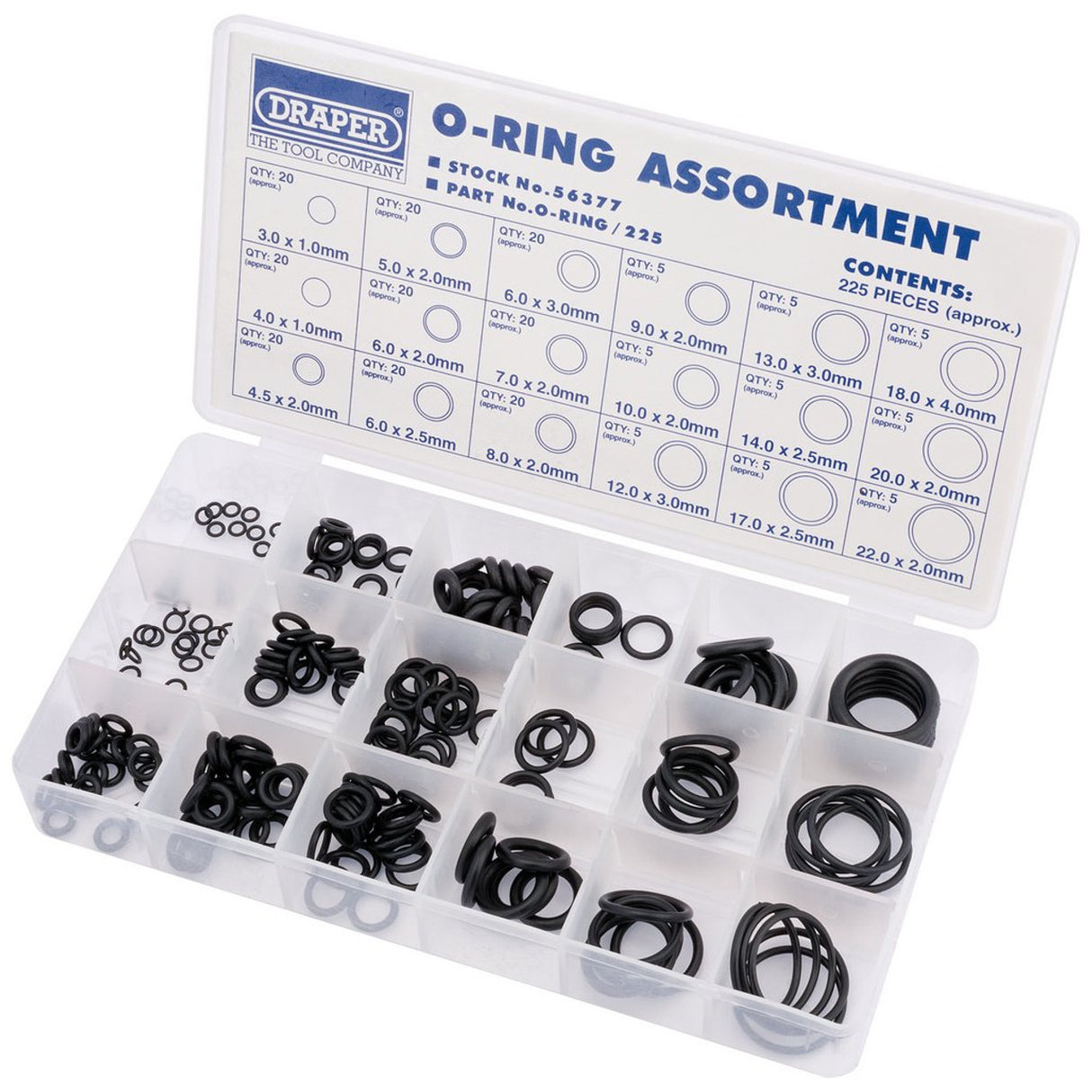 DRAPER O RING ASSORTMENT 225PCS