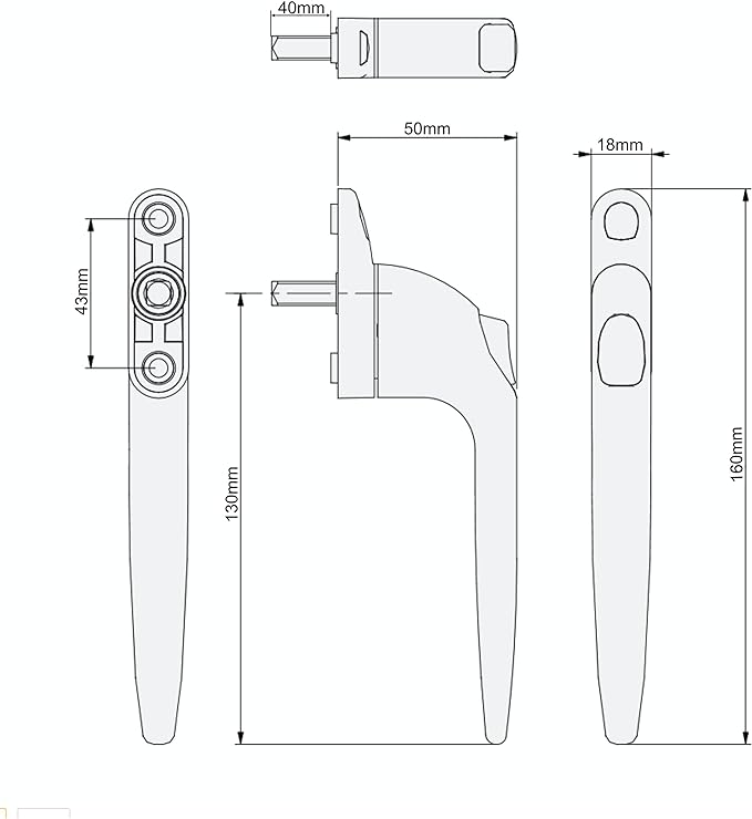 YALE PVCU INLINE MULTIPLE SPINDLE WINDOW HANDLE WHITE