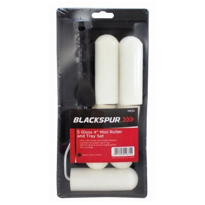 BLACKSPUR 5PC GLOSS 4" MINI ROLLER AND TRAY SET