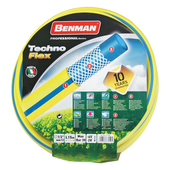 BENMAN GARDEN HOSE TECHNOFLEX 1/2IN X 15M YELLOW