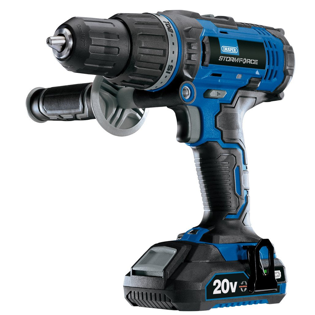 DRAPER STORM FORCE® 20V COMBI DRILL, 2 X 2.0AH BATTERIES, 1 X CHARGER