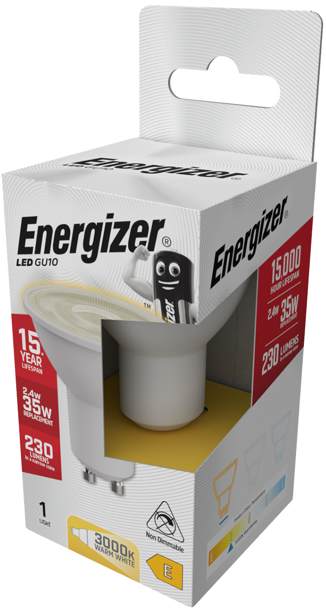 ENERGIZER LED 3.6W (35W) 250 LUMEN GU10 LAMP WARM WHITE