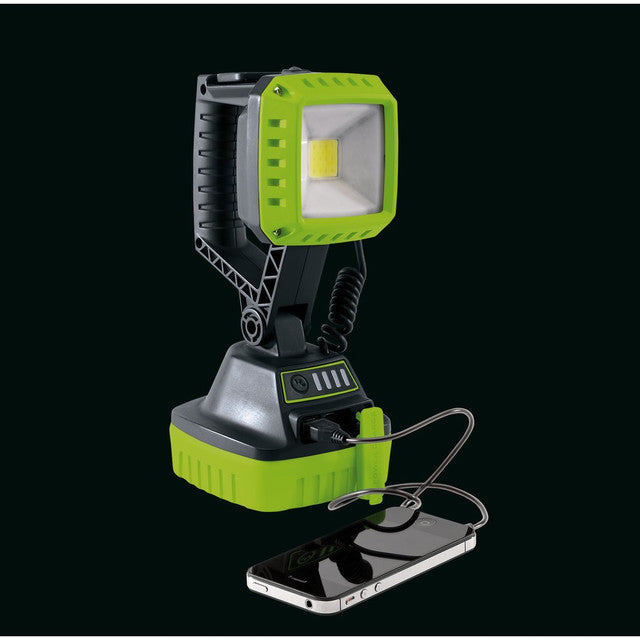 DRAPER COB LED RECHARGEABLE WORKLIGHT, 10W, 1,000 LUMENS, GREEN