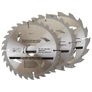 SILVERLINE 165MM TCT CIRCULAR SAW BLADES 16 24 30T 3PK