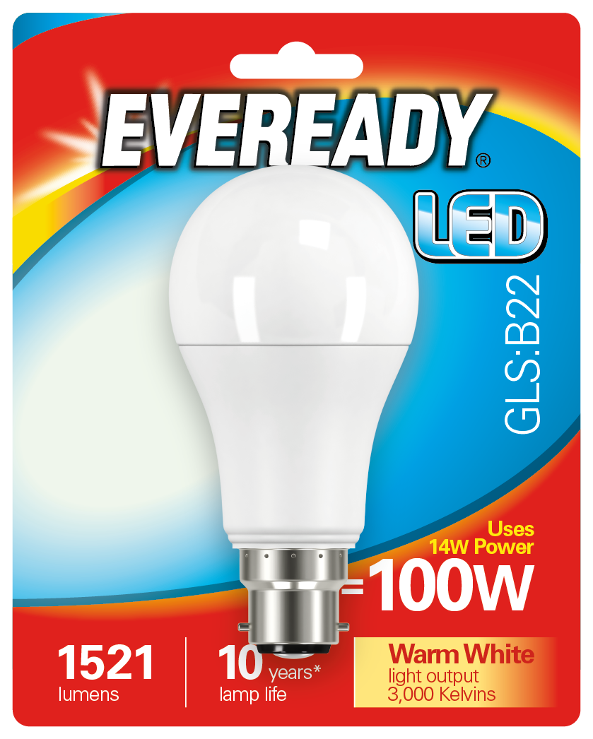 EVEREADY 14W (100W) B22 LED GLS 1521 LUMENS