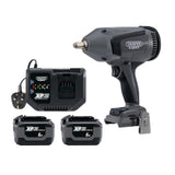 Draper XP20 20V Brushless Impact Wrench Kit, 1/2" Sq. Dr., 1000Nm, 2 x 6.0Ah Batteries, 1 x Fast Battery Charger (94080)