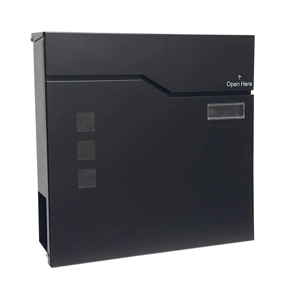 MANOR BLACK GALVANISED STEEL PLAIN POSTBOX