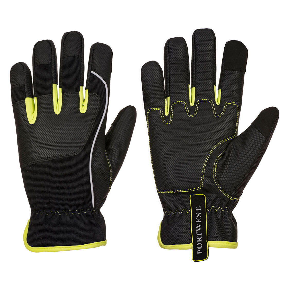 PORTWEST PW3 TRADESMAN GLOVES BLACK YELLOW