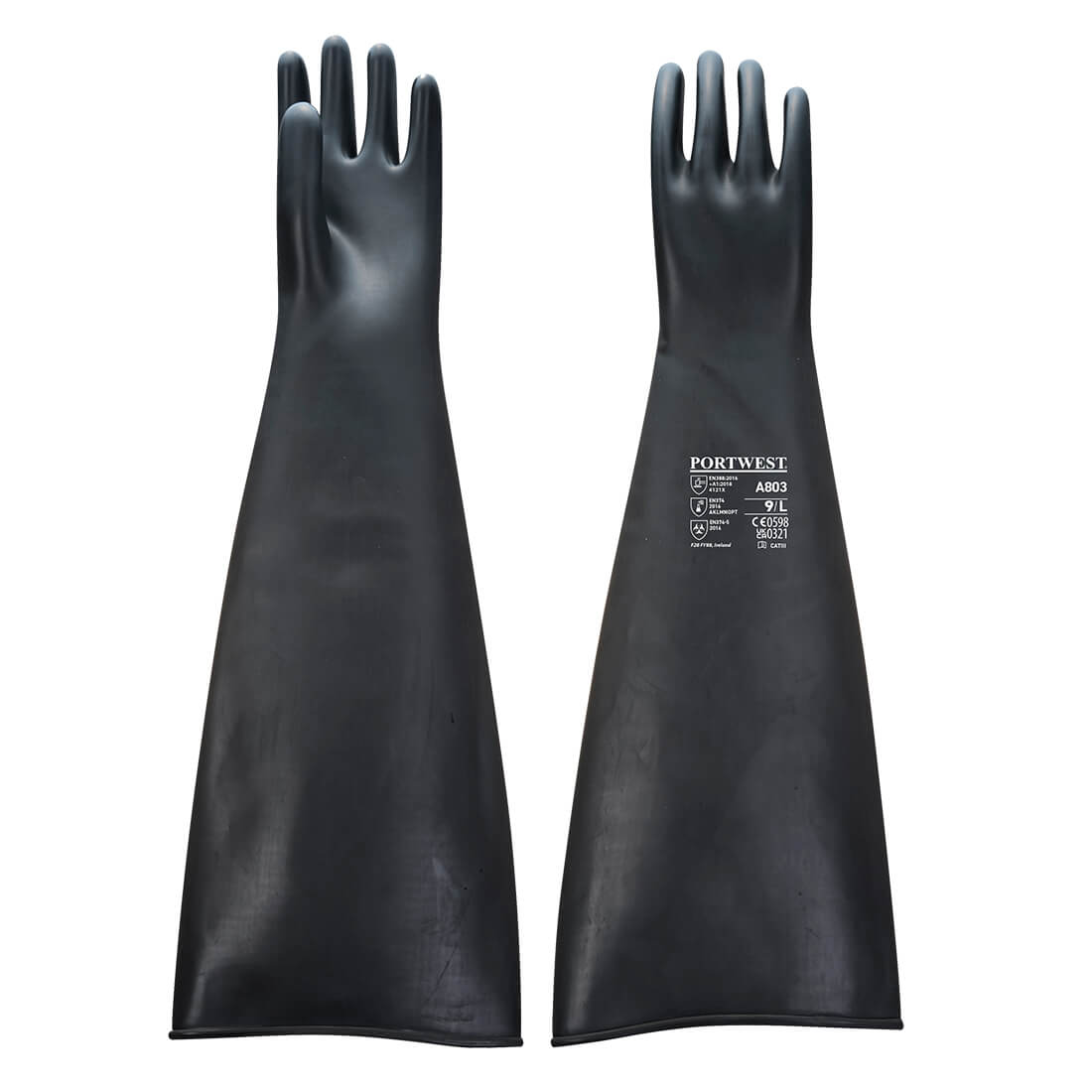 PORTWEST HEAVY LATEX GAUNTLET 60CM XL BLACK
