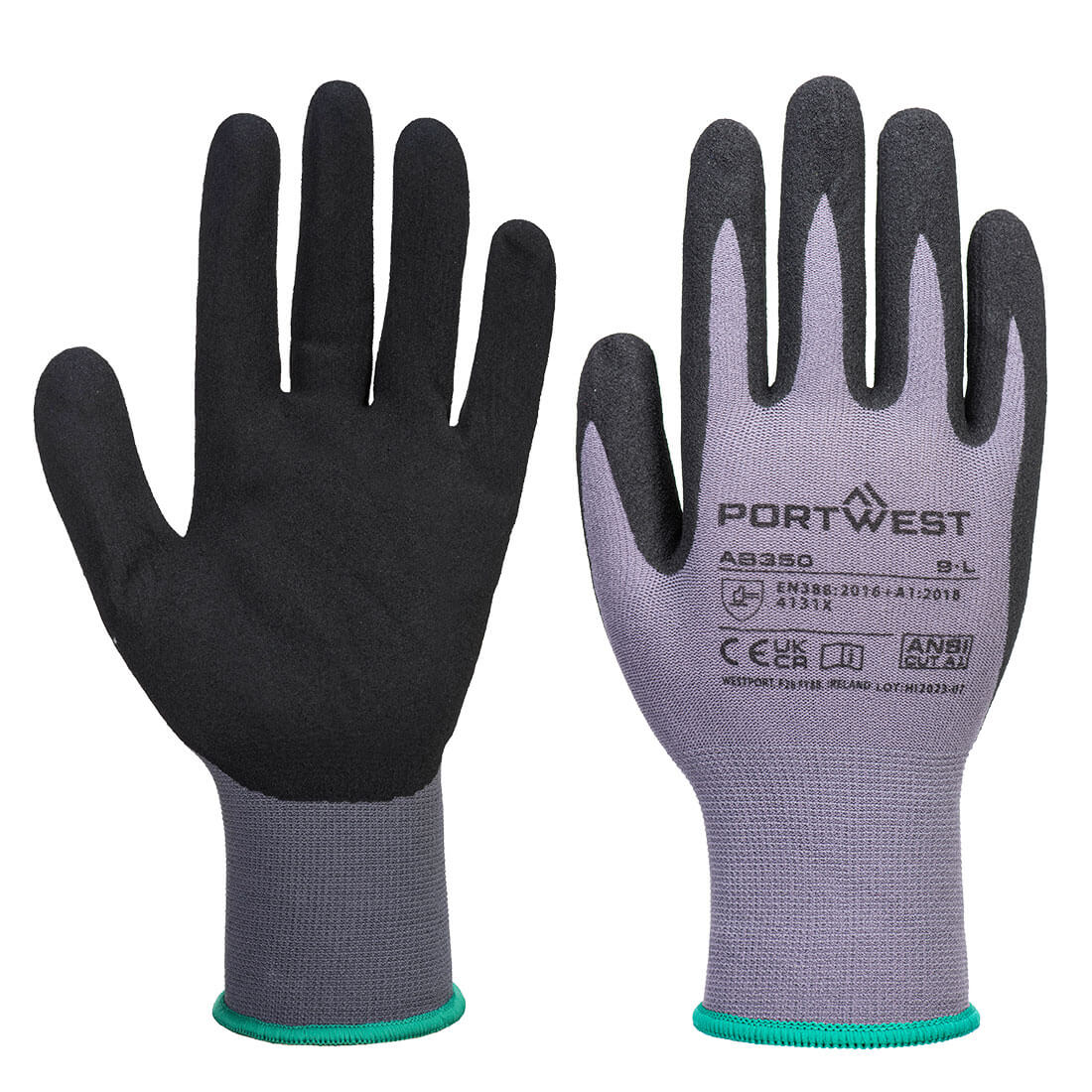 PORTWEST GRIP 15 NITRILE FOAM 12PL GREY/BK