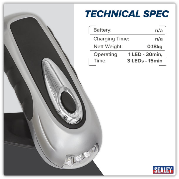 SEALEY WIND-UP TORCH LED RECHARGEABLE