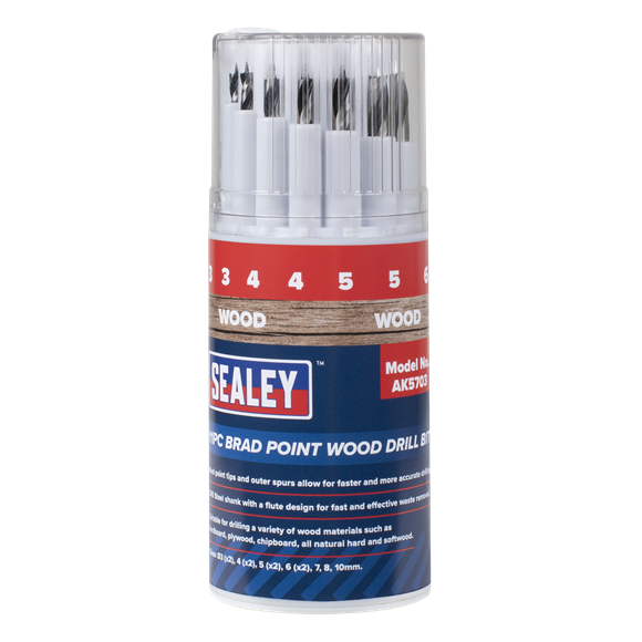 SEALEY DRILL BIT SET WOOD  3 - 10MM