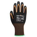 PORTWEST GRIP 15 NITRILE DOUBLE PALM BK/OR /LARGE