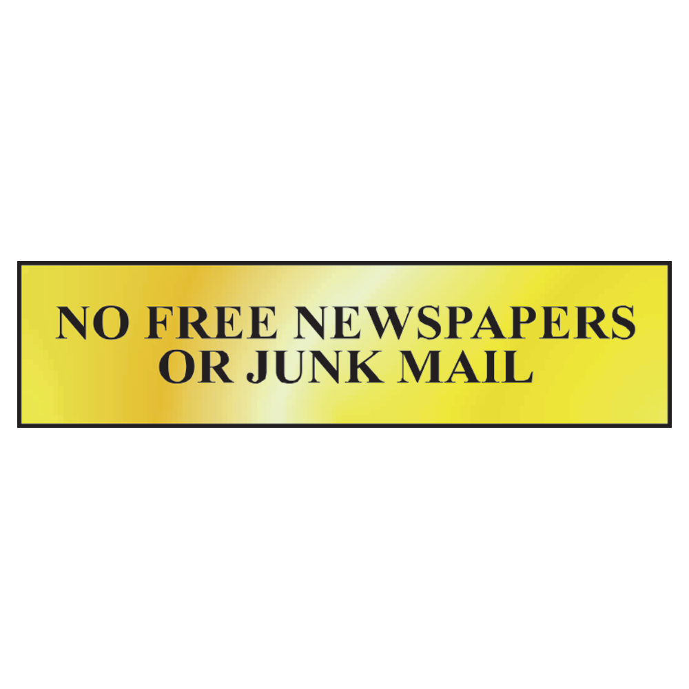 Sign/Sticker - No free newspapers or junk mail - POL (200 x 50mm)