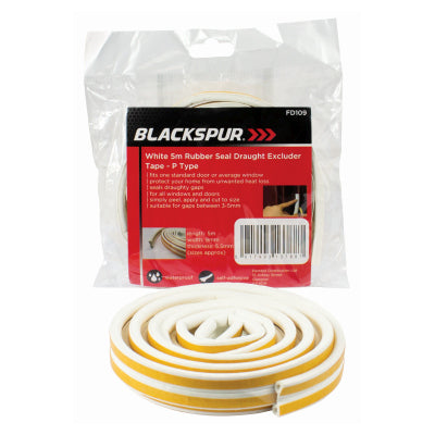 BLACKSPUR 5M RUBBER SEAL DRAUGHT EXCLUDER TAPE - P TYPE