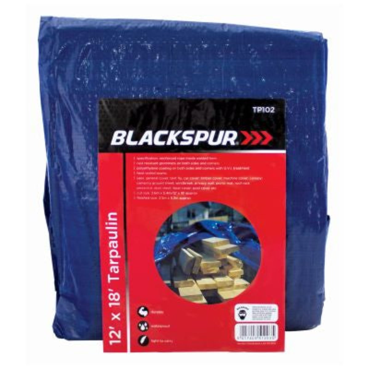 BLACKSPUR 12'(3.6m) x 18'(5.4m) Tarpaulin - Blue