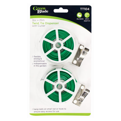 GREENBLADE GREEN BLADE 2PC X 25M TWIST TIE DISPENSER WITH CUTTER BB-TT104