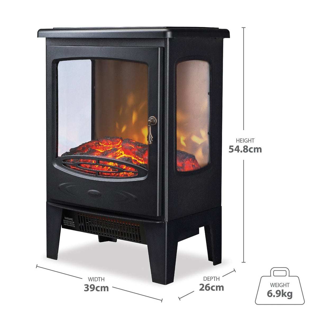 DE VIELLE CLASSIC 3D ELECTRIC STOVE 1800W BLACK