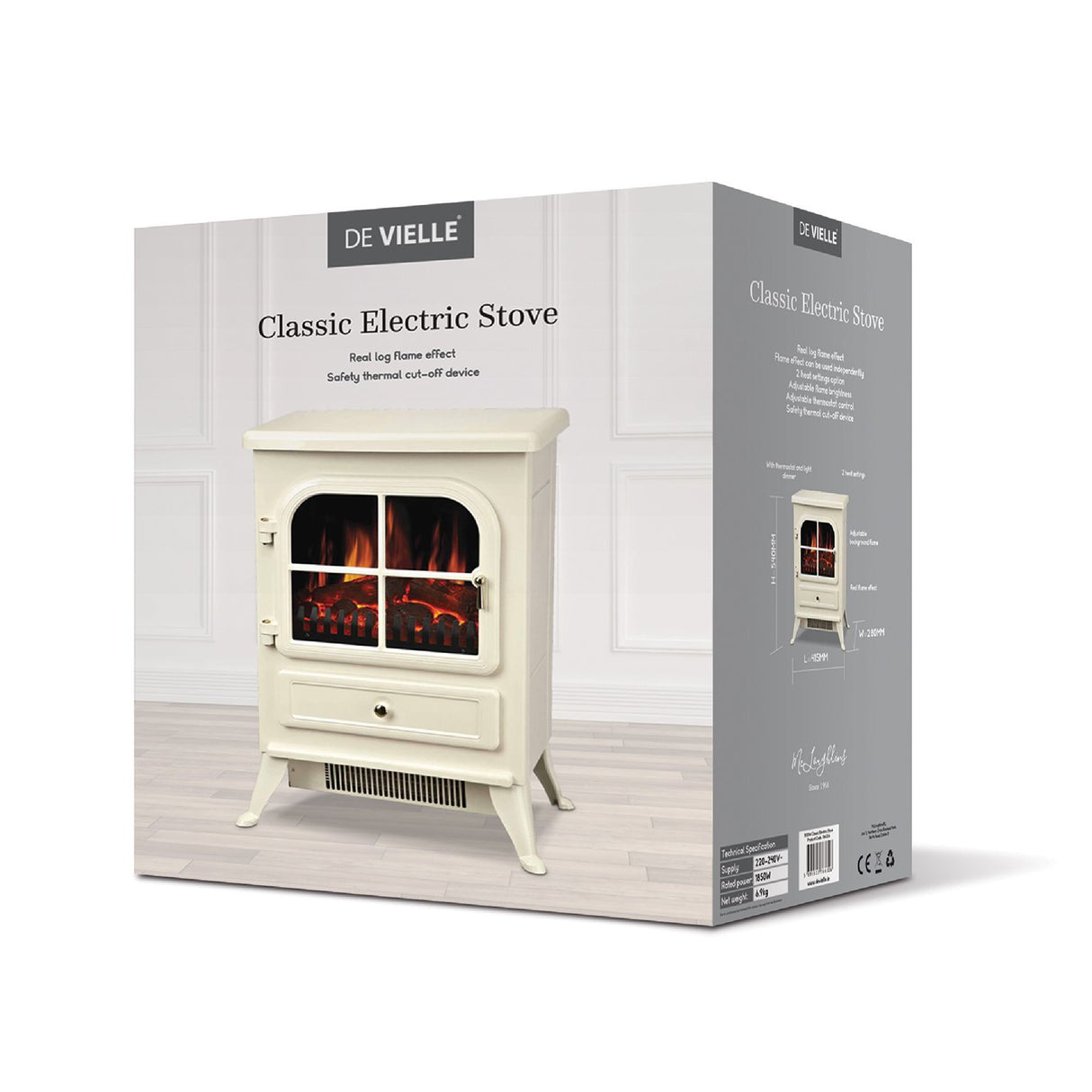 DE VIELLE CLASSIC ELECTRIC STOVE CREAM 1800W (LED BULB) - Watson Hire