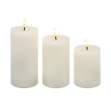 DE VIELLE FLAMELESS SET OF 3 IVY LED WAX PILLAR CANDLES