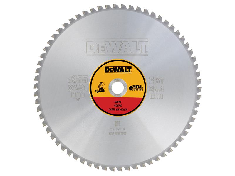 DEWALT DT1926 Steel Stationary Saw Blade 355 x 25.4mm x 66T