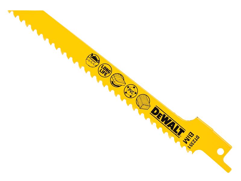 DEWALT Bi-Metal Reciprocating Blade for Wood, Fine Fast Cuts 152mm x 6 TPI (Pack 5)