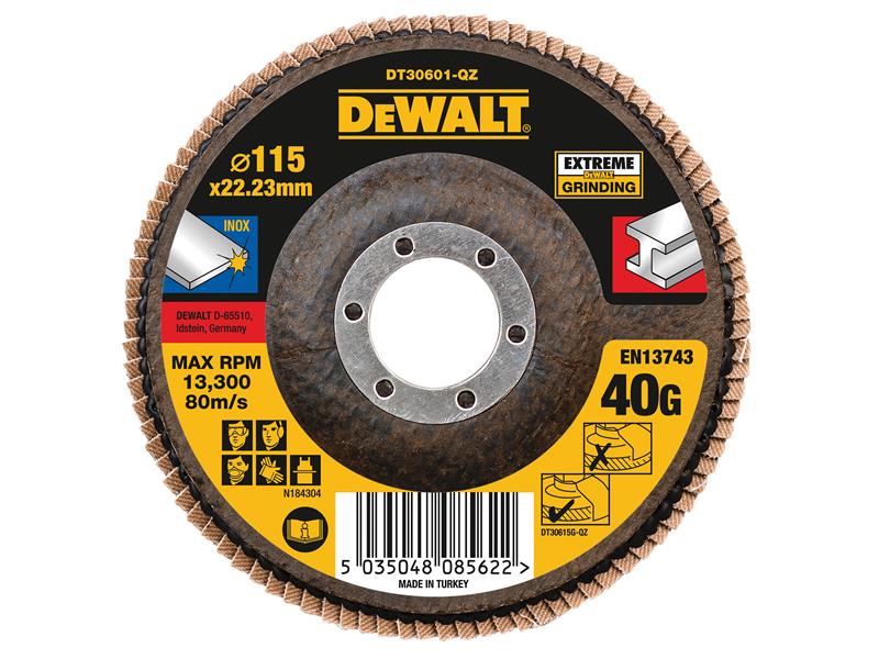 DEWALT Extreme Flap Disc 115 x 22.2mm 40G