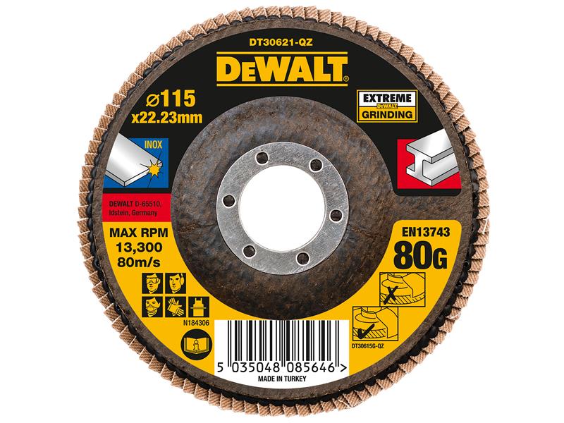 DEWALT Extreme Flap Disc 115 x 22.2mm 80G