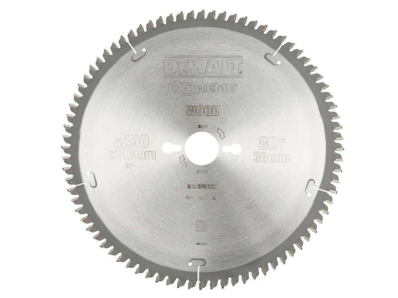 DEWALT Series 40 Circular Saw Blade 250 x 30mm x 80T TCG/Neg