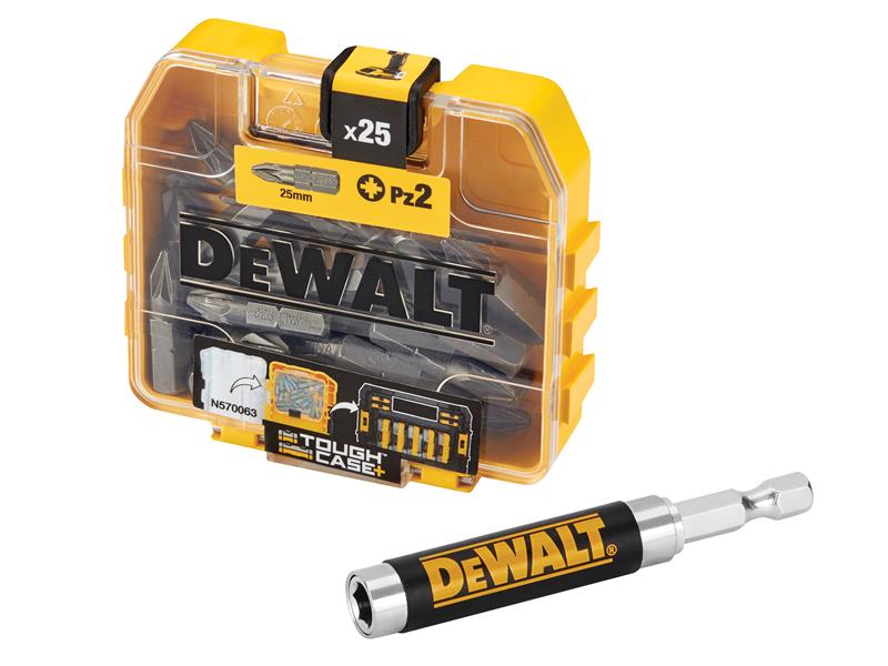 DEWALT DT7156 Torsion Bits PZ2 x 25mm (Tic Tac Box 25) + Holder