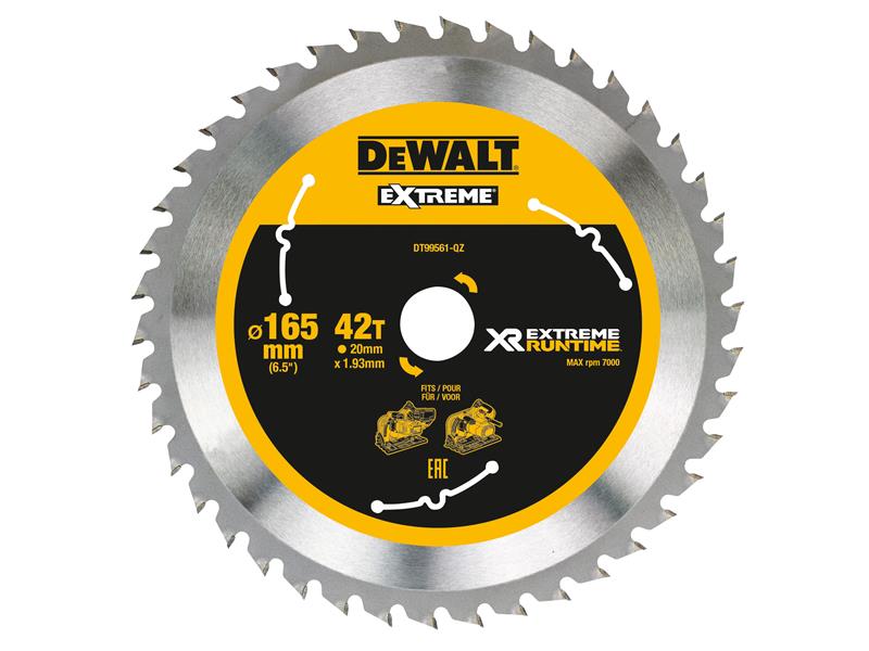 DEWALT XR FlexVolt  Plunge Saw Blade 165 x 20mm x 42T