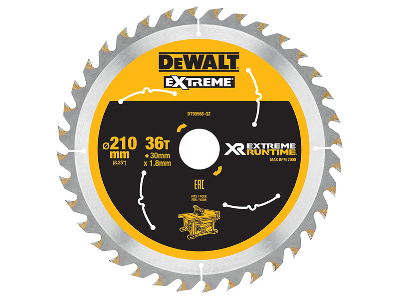 DEWALT XR FlexVolt Table Saw Blade 210 x 30mm x 36T