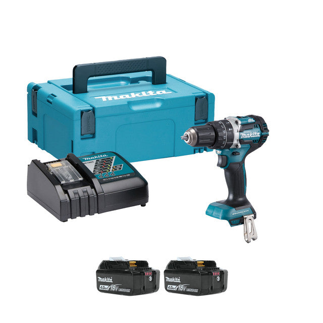 MAKITA BRUSHLESS COMBI DRILL WITH 2 X 4AH BATTERY & CHARGER