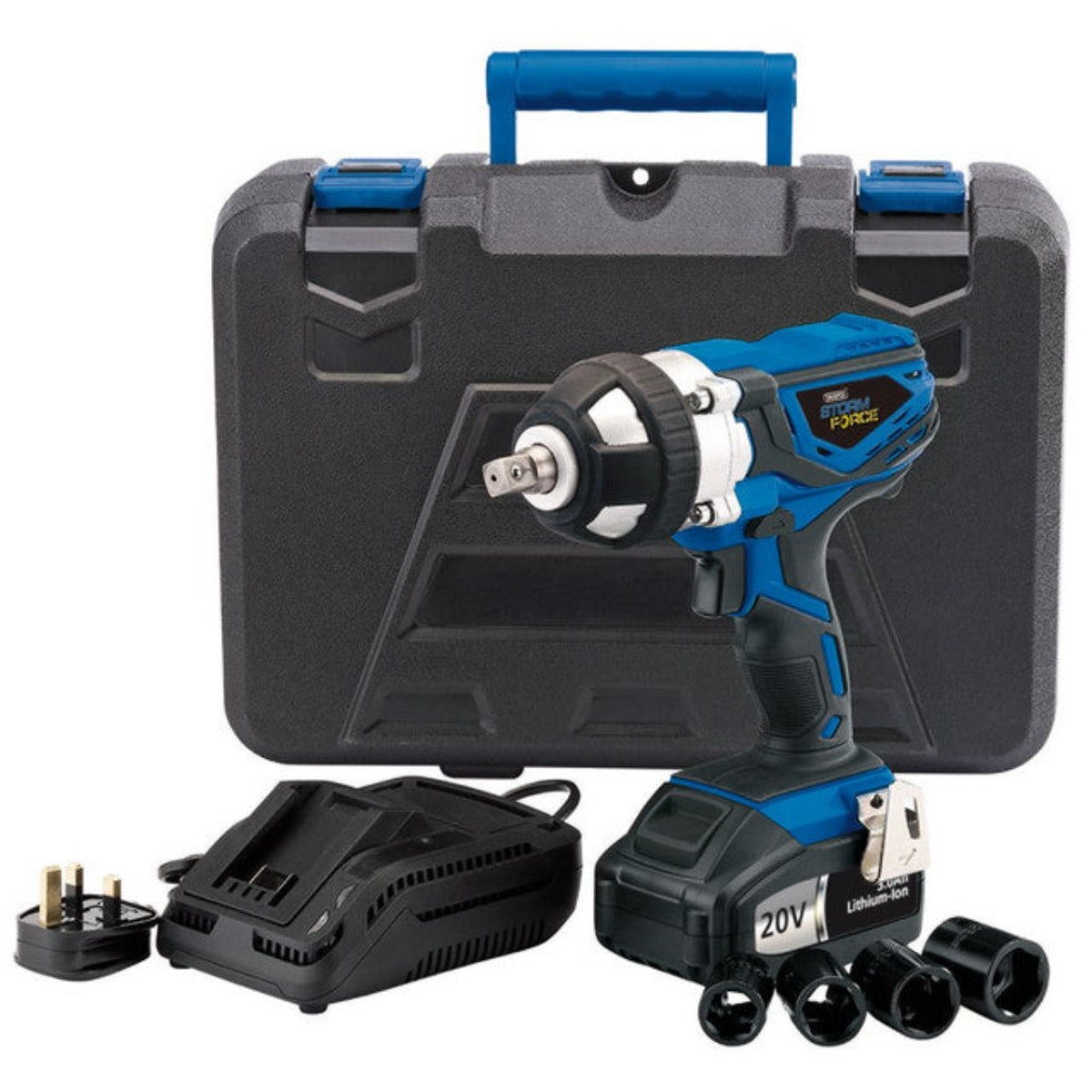 DRAPER Storm Force 20V 1/2" Cordless Impact Wrench & 2 x 3Ah Batteries & Charger