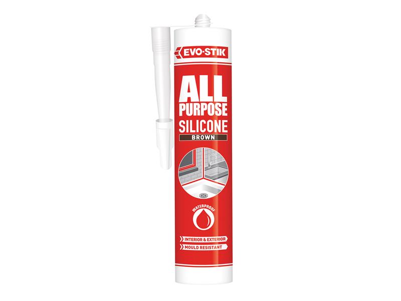 EVO-STIK 112889 All Purpose Flex Silicone Sealant Brown C20