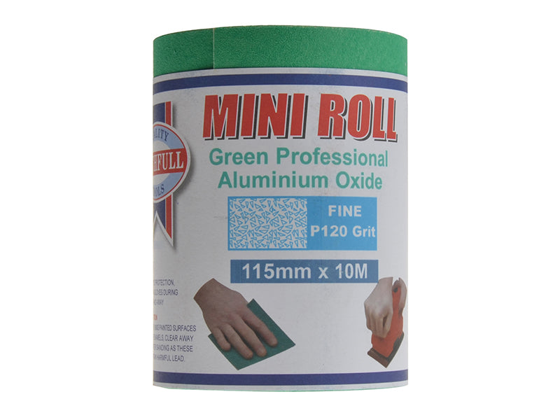 Faithfull Aluminium Oxide Sanding Paper Roll Green 115mm x 10m 120G