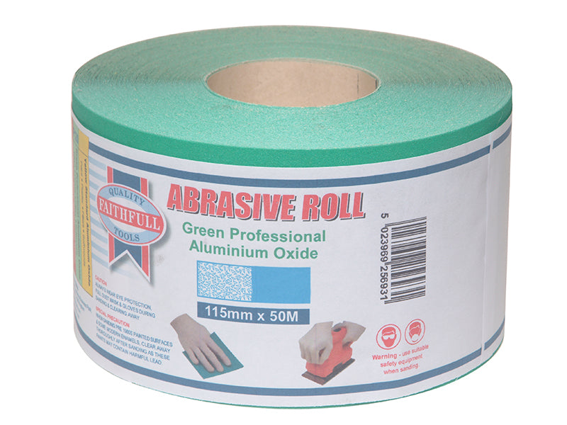 Faithfull Aluminium Oxide Sanding Paper Roll Green 115mm x 50m 40G