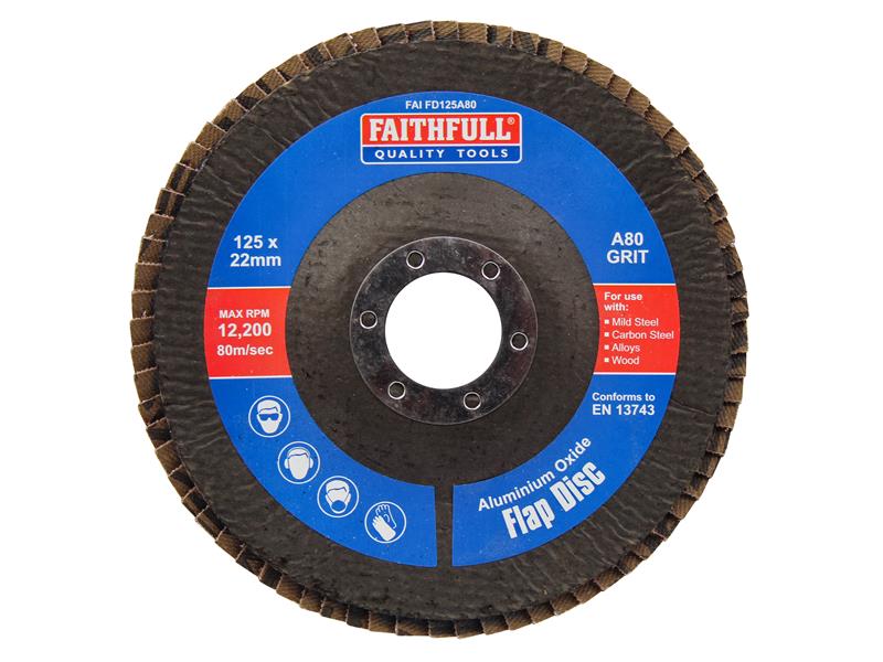 Faithfull Aluminium Oxide Flap Disc 125 x 22mm 80 Grit