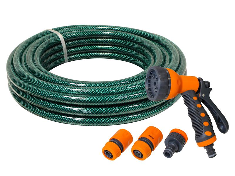 Faithfull PVC Garden Hose 20m with Fittings & Spray Gun