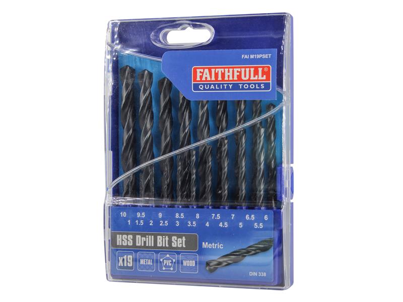 Faithfull HSS Jobber Drill Bit Set, 19 Piece (1-10mm)
