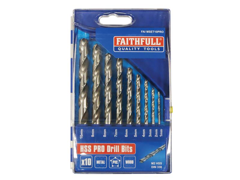 Faithfull Professional HSS Jobber Drill Bit Set, 10 Piece (1 - 10mm)