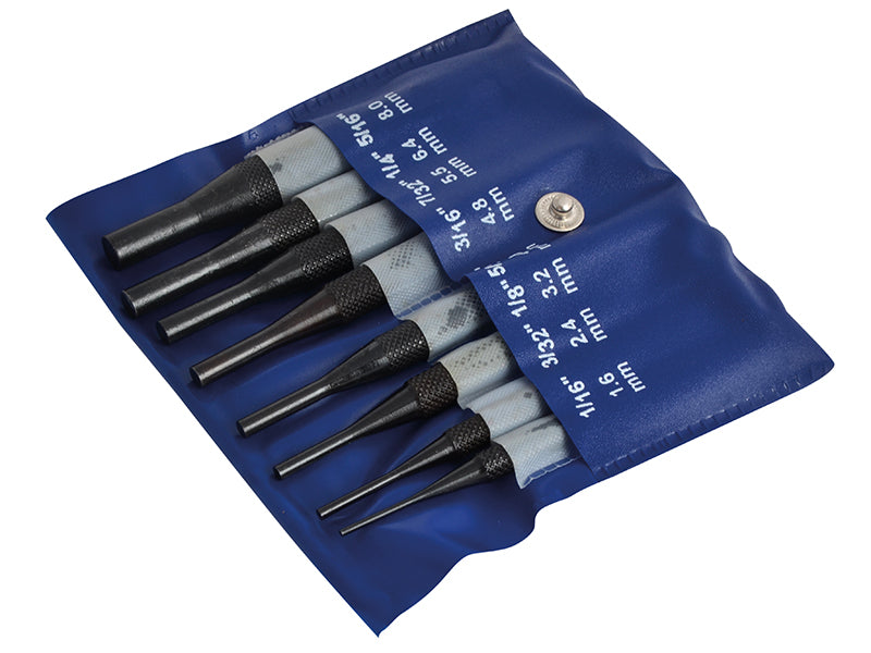 Faithfull Round Head Parallel Pin Punch Set, 8 Piece