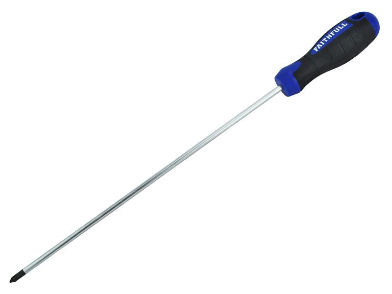 Faithfull Soft Grip Screwdriver Pozidriv Tip PZ1 x 250mm Long Reach