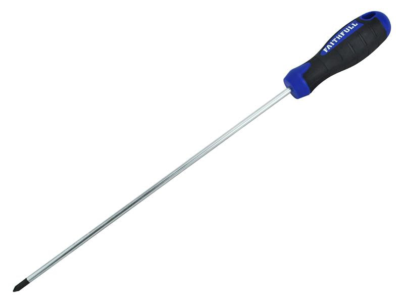 Faithfull Soft Grip Screwdriver Pozidriv Tip PZ2 x 250mm Long Reach