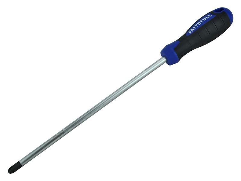 Faithfull Soft Grip Screwdriver Pozidriv Tip PZ4 x 250mm Long Reach