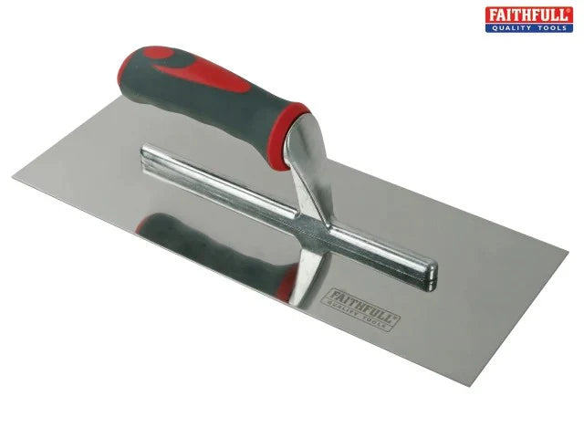 Faithfull Plasterer's Finishing Trowel Stainless Steel Soft Grip Handle 13 x 5in