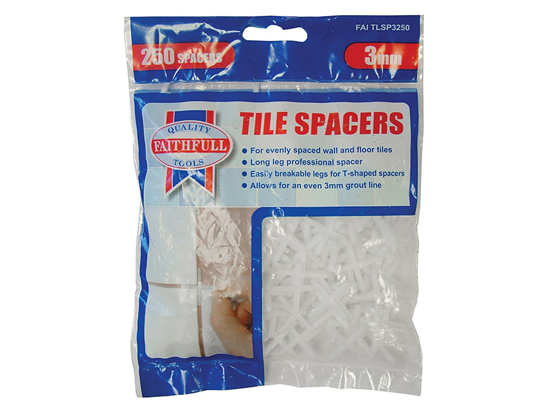 Faithfull Tile Spacer Long Leg 3mm (Bag 250)