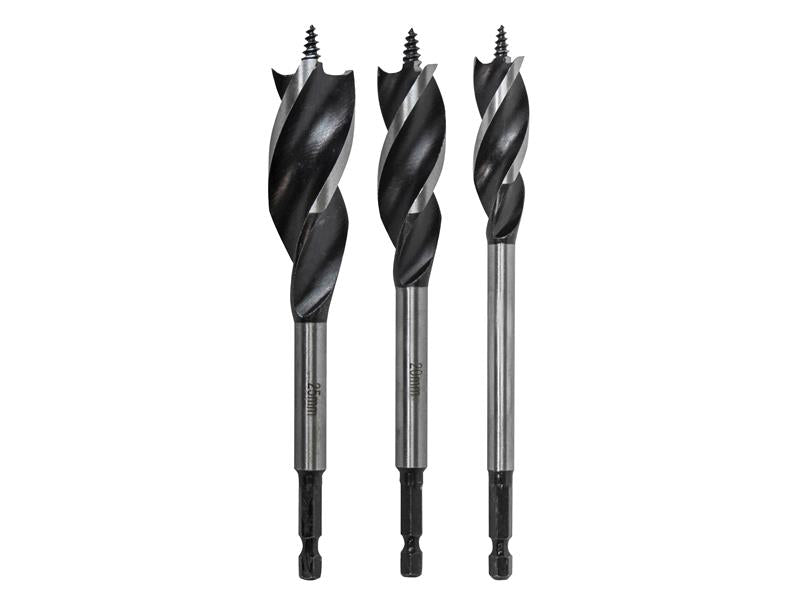 Faithfull Tri-Point Speed Auger Bit Set, 3 Piece