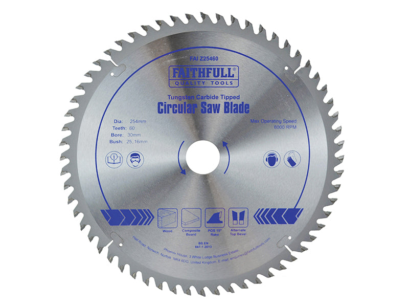 Faithfull TCT Circular Saw Blade 254 x 30mm x 60T POS