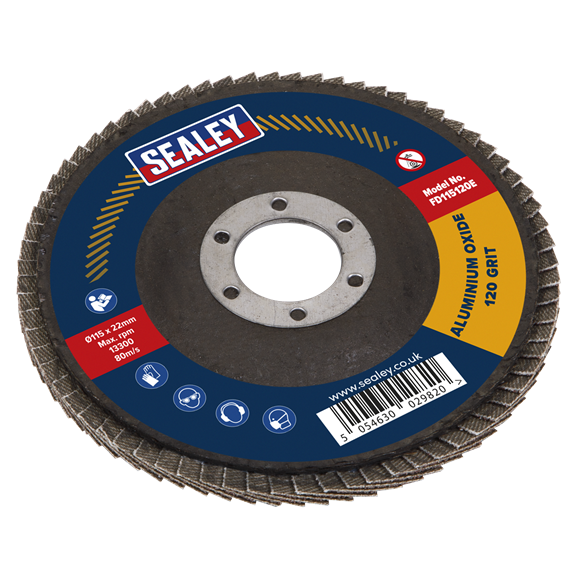 SEALEY - 115MM 120  ALUMINIUM OXIDE FLAP DISCS